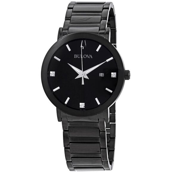 FX05491B NWT Authentic Bulova Open Box - Modern Diamond Black Dial Men's Watch - Picture 1 of 3